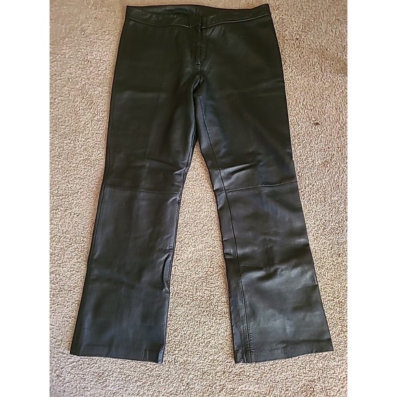 Vakko Pants - VS2 by Vakko Leather Pants Size 10 Black Lamb Leather Soft Wide Leg